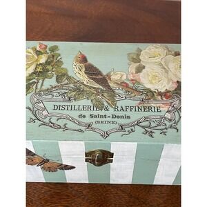 Hand painted decorative wood box storage‎ cottagecore granny chic farmhouse bird